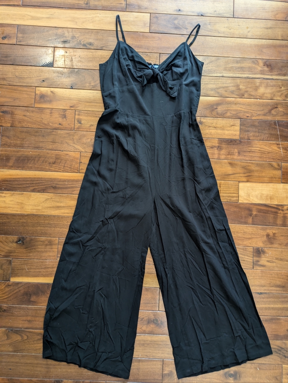 NWT ModCloth Black Wide-Leg Jumpsuit with Tie Front